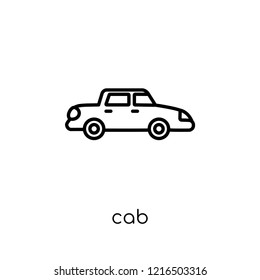 cab icon. Trendy modern flat linear vector cab icon on white background from thin line collection, outline vector illustration