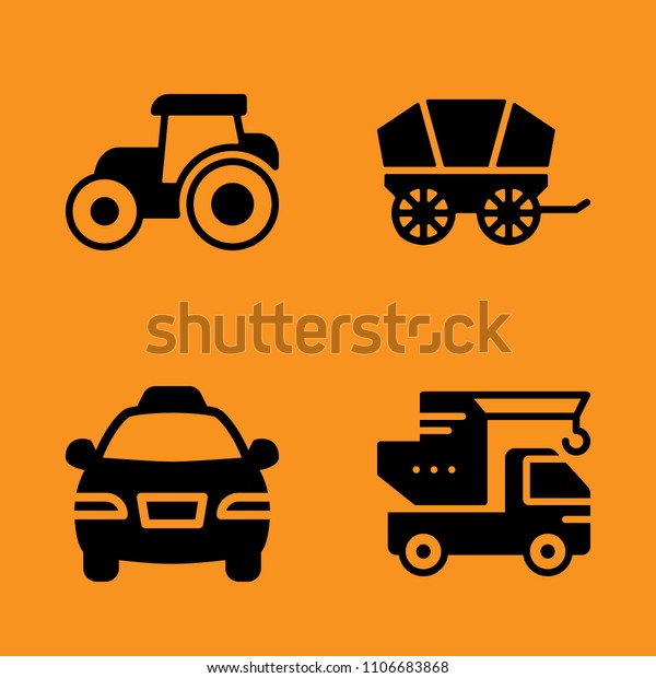cab, lift, work and scene icons set. Vector\
illustration for web and\
design