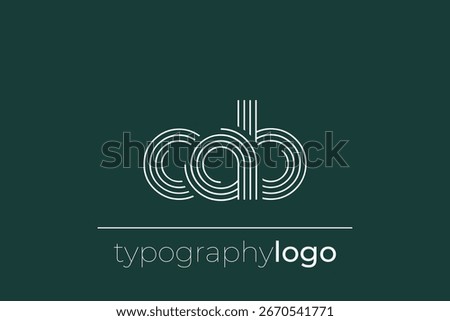 CAB modern geometric typography logo. Modern and stylish composition featuring a monochromatic typography logo illustration designed with intricate lines.