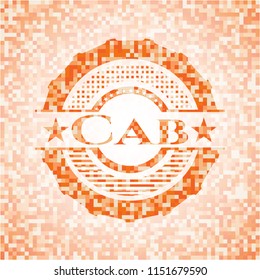 Cab orange mosaic emblem with background