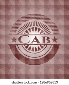 Cab red badge with geometric background. Seamless.