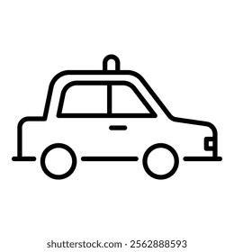 A cab, symbolizing urban transportation, ride-hailing services, and convenient travel round line vector icon with editable stroke