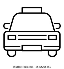 A cab, symbolizing urban transportation, ride-hailing services, and convenient travel round line vector icon with editable stroke