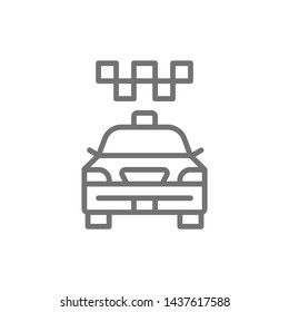 Cab, taxi, city car, public transport line icon.