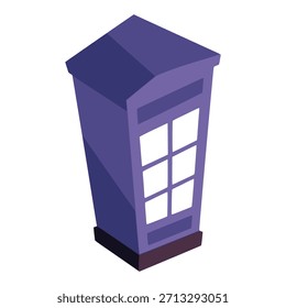 cab telephone booth communication flat color vector illustration template design