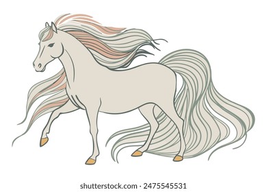 CABALLO PASO FINO COLOMBIANO CUERPO SUPER FUERTE HIPER DETALLADO, COLOR CAFE CON LA CRIN MUY LARGA SIN FONDO. vector illustration