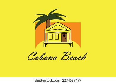 Cabana beach resort logo logo logo diseño plano moderno aislado de fondo amarillo