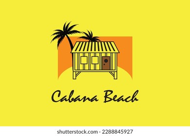 Cabana beach resort logo logo logo diseño plano moderno aislado de fondo amarillo