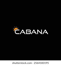 Cabana logo design with sun icon vector illustration.