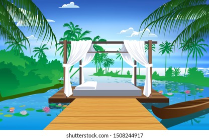 the cabana in the river in resort