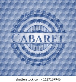 Cabaret blue emblem with geometric background.