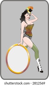 cabaret girl with oval frame