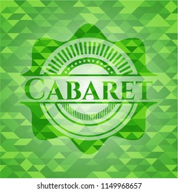 Cabaret green emblem. Mosaic background