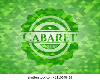 Cabaret green emblem with triangle mosaic background