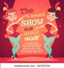 Cabaret Ladies poster. Vector illustration.