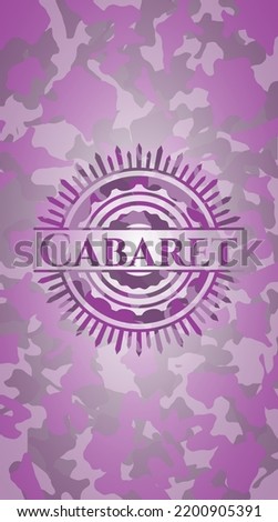Cabaret pink camouflaged emblem. Vector Illustration. Detailed. 