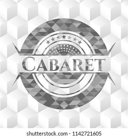 Cabaret realistic grey emblem with cube white background