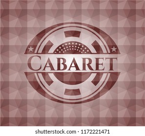 Cabaret red badge with geometric pattern background. Seamless.