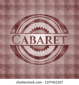 Cabaret red badge with geometric pattern. Seamless.