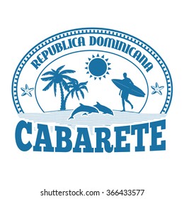 Cabarete, Dominican Republic, stamp or label on white background, vector illustration