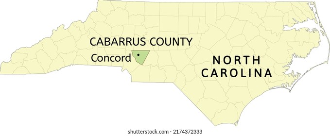 Cabarrus County And City Of Concord Location On North Carolina State Map