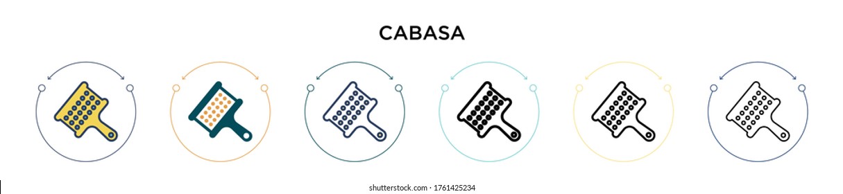 Cabasa icon in filled, thin line, outline and stroke style. Vector illustration of two colored and black cabasa vector icons designs can be used for mobile, ui, web