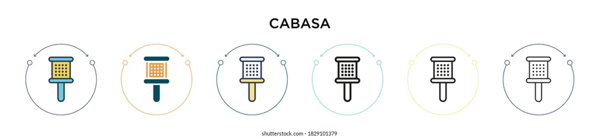 Cabasa icon in filled, thin line, outline and stroke style. Vector illustration of two colored and black cabasa vector icons designs can be used for mobile, ui, web