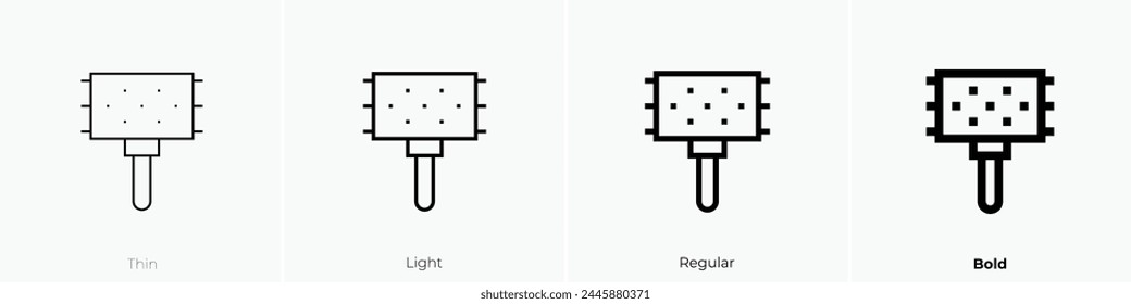 Cabasa-Symbol. Dünnes, leichtes Regular- und Bold-Design isoliert auf weißem Hintergrund