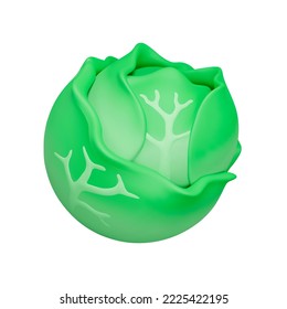 Cabbage 3d icon. Isolated object on transparent background