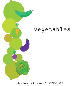 Cabbage, beet, carrot, eggplant, cucumber, fresh vegetables. Organic food poster. Farmer market design. Vector background