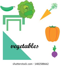 Cabbage, beet, carrot, pepper, cucumber, fresh vegetables. Organic food poster. Farmer market design. Vector background.