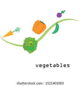Cabbage, beet, carrot, pepper, cucumber, fresh vegetables. Organic food poster. Farmer market design. Vector background.