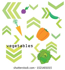 Cabbage, beet, carrot, pepper, cucumber, fresh vegetables. Organic food poster. Farmer market design. Vector background.