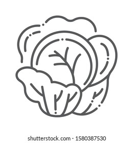 Cabbage black line icon. Natural vegetable sign. Healthy, organic food concept. Cooking ingredient. Pictogram for web page, mobile app, promo. UI UX GUI design element.