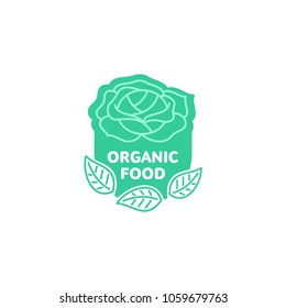 Cabbage bright green logo sticker icon. Healthy organic vegetable, fresh food sign. Natural juicy sweet nutrition, simple symbol. Vector flat isolated illustration.