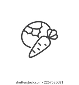 Cabbage and carrot line icon. linear style sign for mobile concept and web design. Fresh vegetable outline vector icon. Symbol, logo illustration. Vector graphics
