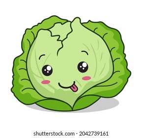 cabbage cartoon kawaii cute vegetable vector