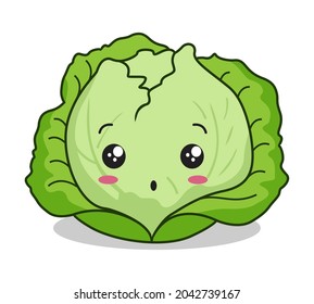 caricatura de col kawaii lindo vector vegetal