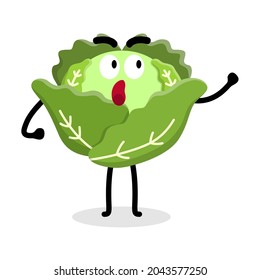 the cabbage character is angry illustration design