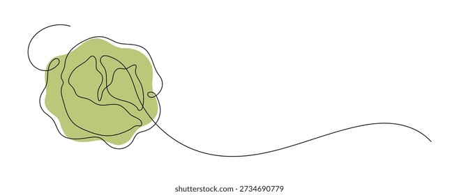 Cabbage. Continuous line drawing. Vegetable frame border doodle. 