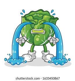 cabbage crying with lots of tears cartoon. cartoon mascot vector