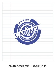 Cabbage draw (pen strokes). Blue ink. Vector Illustration. Detailed. 