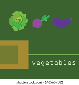 Cabbage, eggplant, beets, fresh vegetables. Organic food poster. Farmer market design. Vector background.