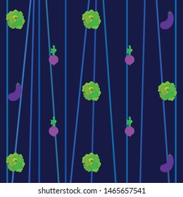 Cabbage, eggplant, beets, fresh vegetables. Organic food poster. Farmer market design. Vector background.