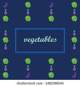Cabbage, eggplant, beets, fresh vegetables. Organic food poster. Farmer market design. Vector background.