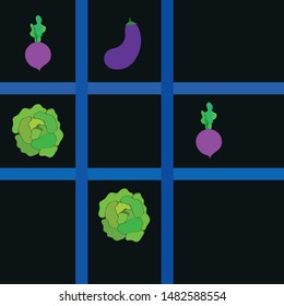 Cabbage, eggplant, beets, fresh vegetables. Organic food poster. Farmer market design. Vector background.