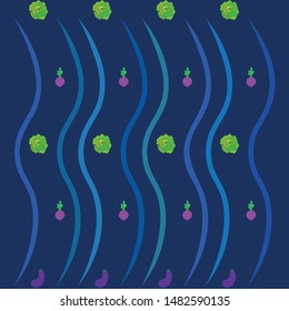 Cabbage, eggplant, beets, fresh vegetables. Organic food poster. Farmer market design. Vector background.