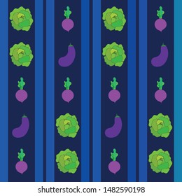 Cabbage, eggplant, beets, fresh vegetables. Organic food poster. Farmer market design. Vector background.