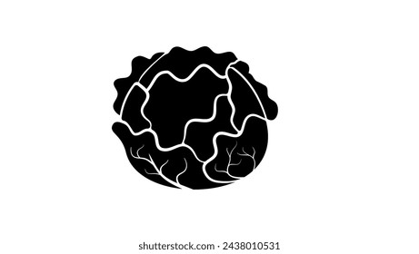  Cabbage emblem, black isolated silhouette