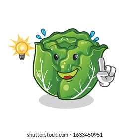 cabbage got an idea with lamp and bubble cartoon. cute chibi cartoon mascot vector